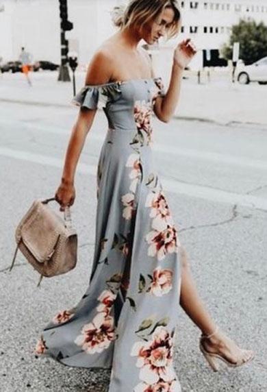 KITTY off shoulder flower satin dress
