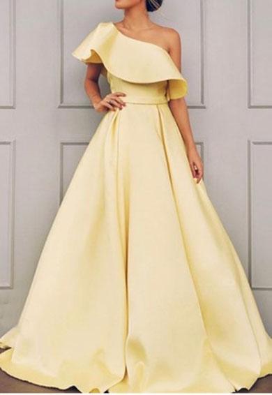 ELBA one shoulder satin dress