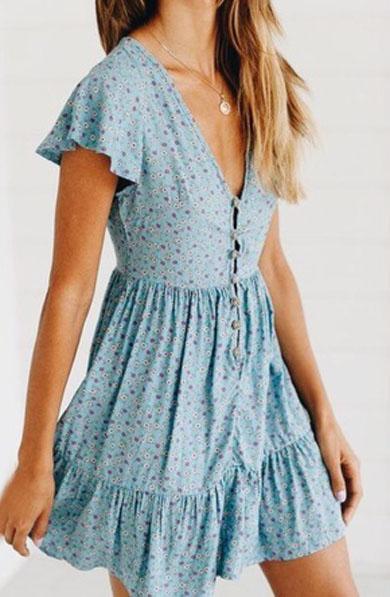AISHA button boho dress