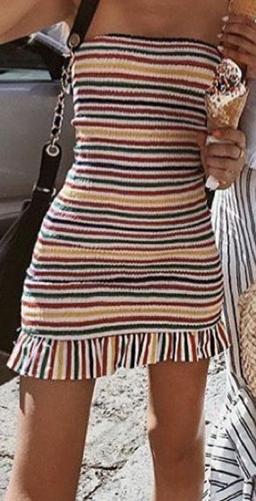 WENDI strapless stripe dress