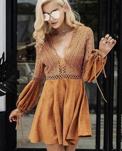 ROSANNA suede boho dress