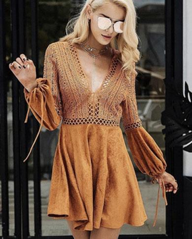 ROSANNA suede boho dress