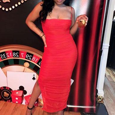 AMIE ruched long bodycon dress