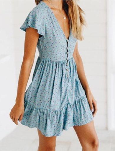 NOREEN flowy half button ruffle dress