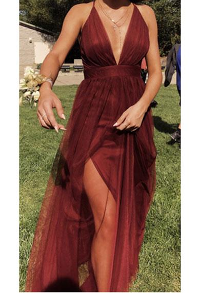 LETITIA split mesh prom dress