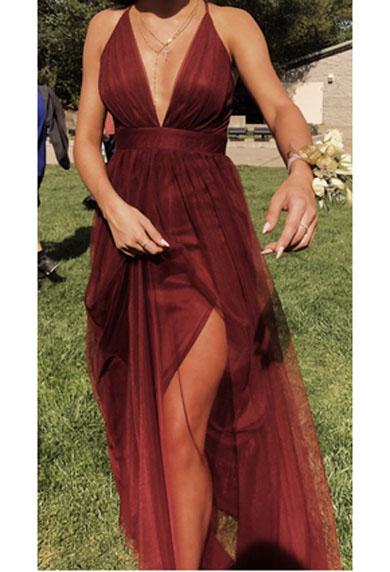 LETITIA split mesh prom dress