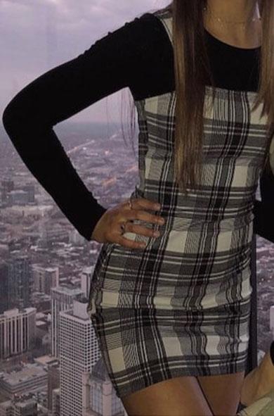 MALINDA plaid bodycon dress