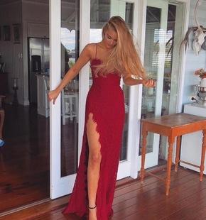SHARLENE split long prom dress