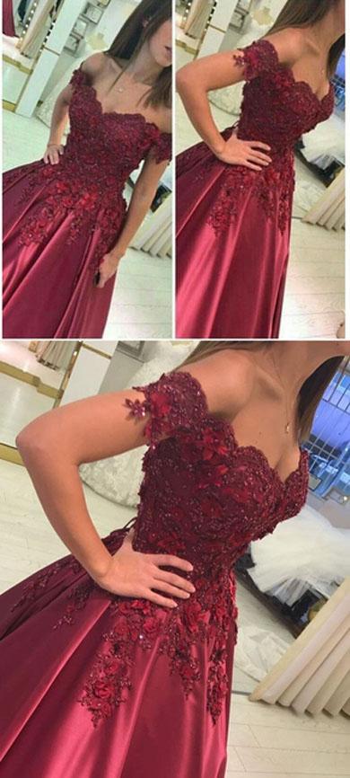 CAROLINE off shoulder flower prom dress