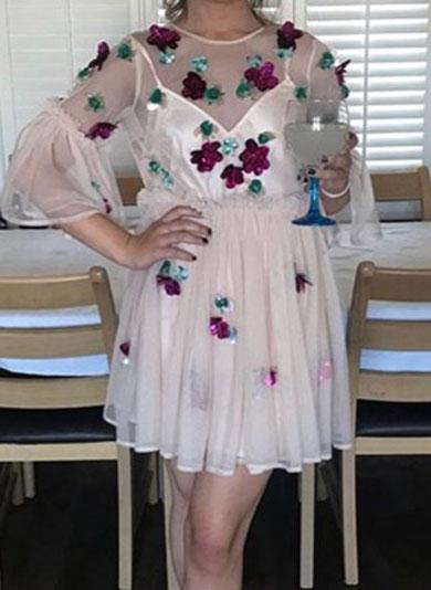 NATALIA ruffle mesh dress