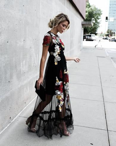 JESSIE floral long lace dress