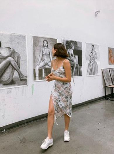 CONCETTA split flower mesh dress